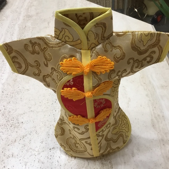 Chinese Cheongsam Dress Wine Bottle Cover Set of 2 - Picture 3 of 4